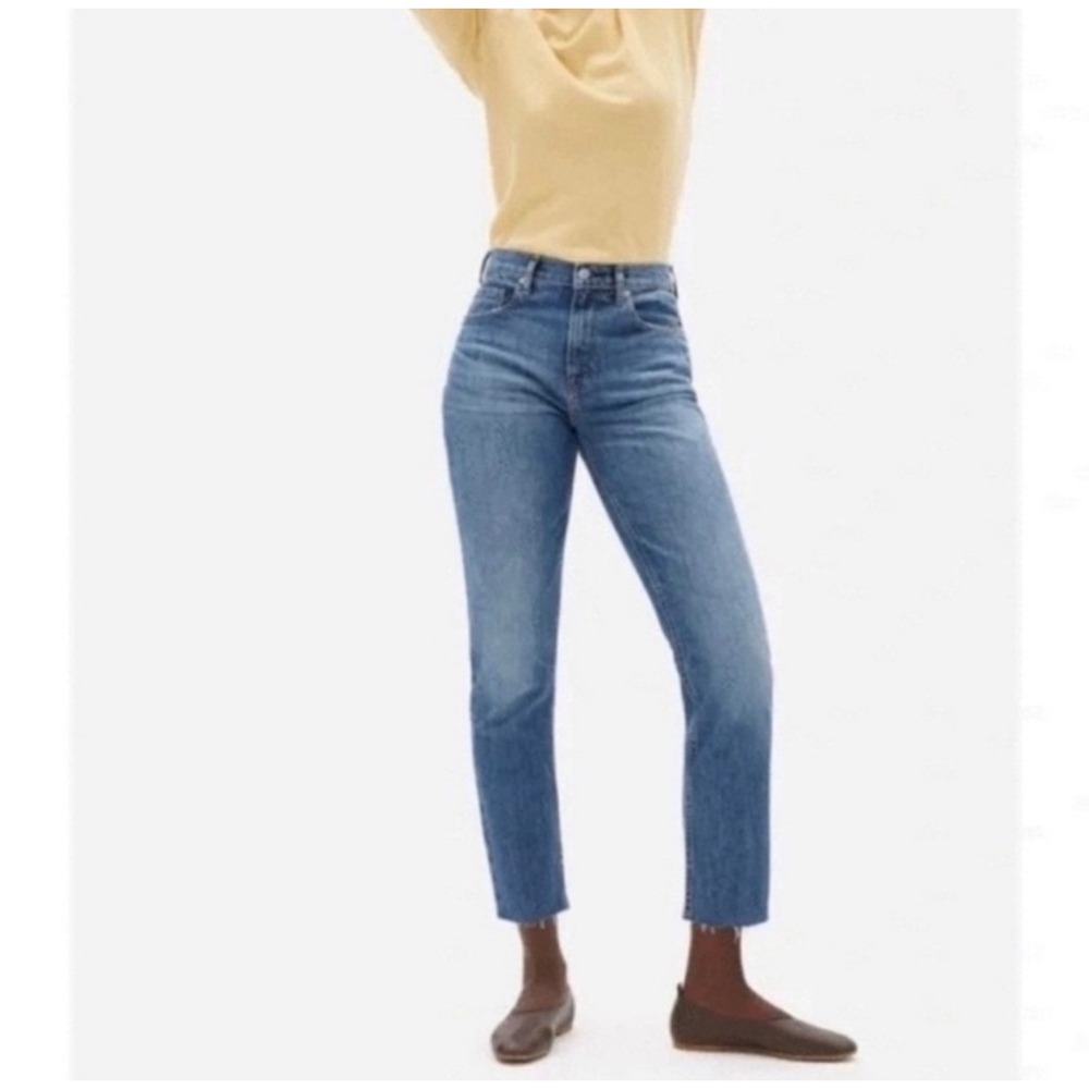 Everlane The Cheeky Jean Womens 30 Crop Blue Denim High Rise Raw Hem Ankle